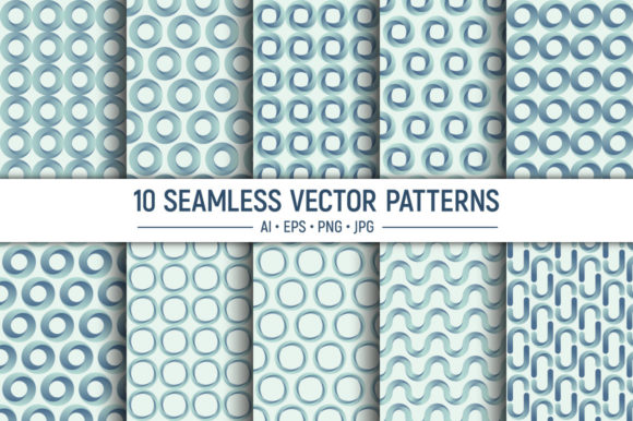10 Color Geometric Seamless Patterns