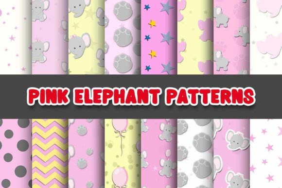 Elephant Pink Digital Paper Patterns