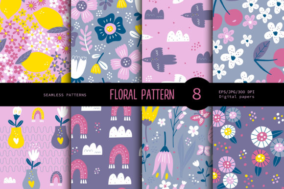 Floral Seamless Patterns: Beautiful, Versatile Design Foundations