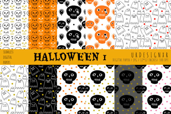 Halloween1 Hand Drawn Seamless Patterns