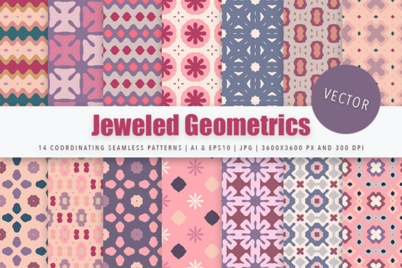 JEWELED GEOMETRICS Seamless Patterns