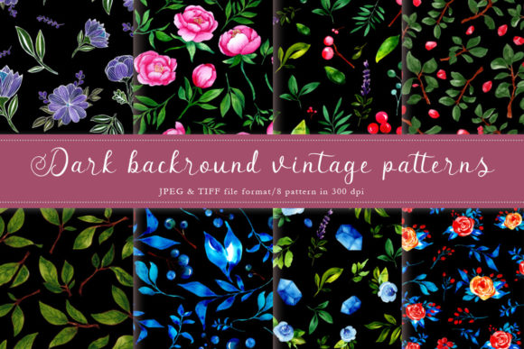 Midnight Garden Seamless Patterns: Timeless Texture for Digital and Print Design