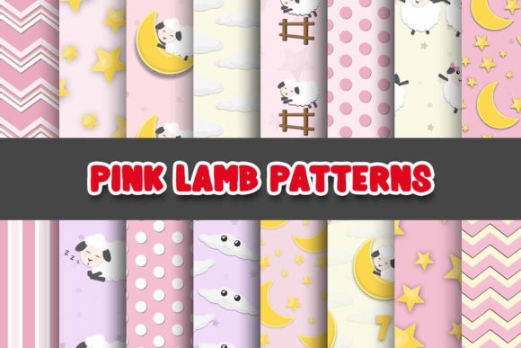 Pink Lamb Digital Papers Patterns