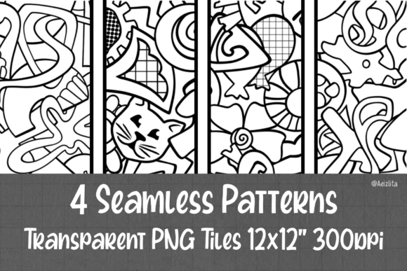 Retro Chaos Seamless Patterns - 4 Tiles